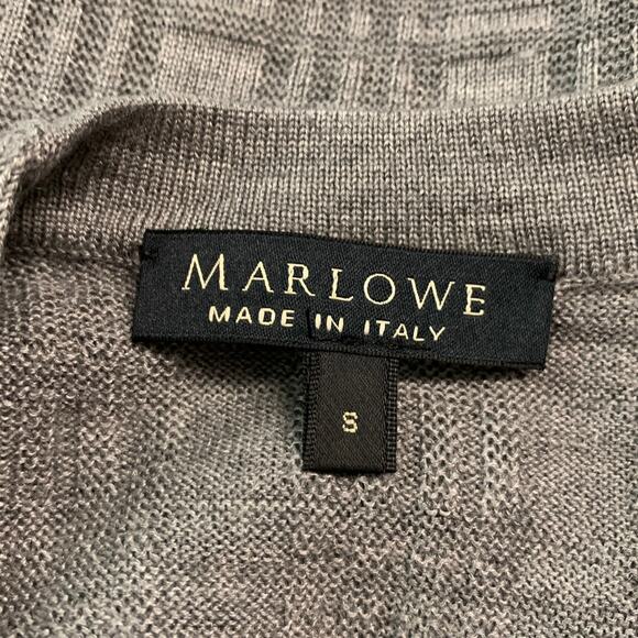 MARLOWE Size S Grey Black Cashmere Silk Beaded V Neck Casual Top - Picture 5 of 7